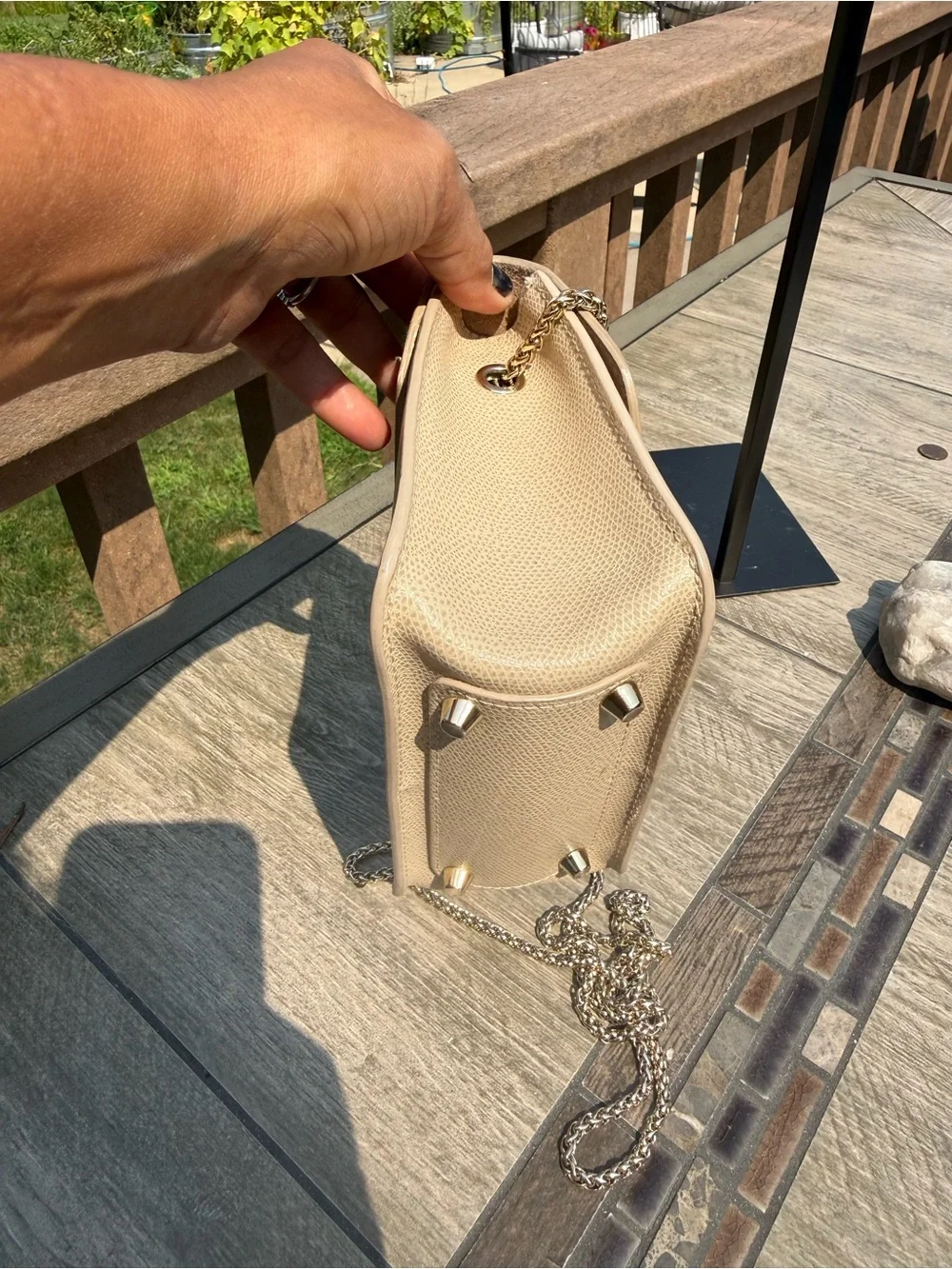 EUC Furla Metropolis Mini Beige Leather Crossbody Bag